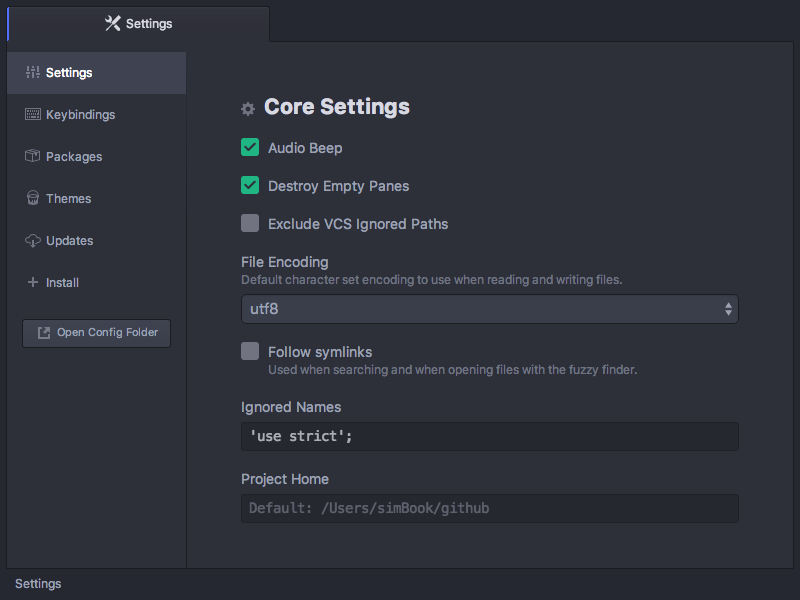 Atom Settings